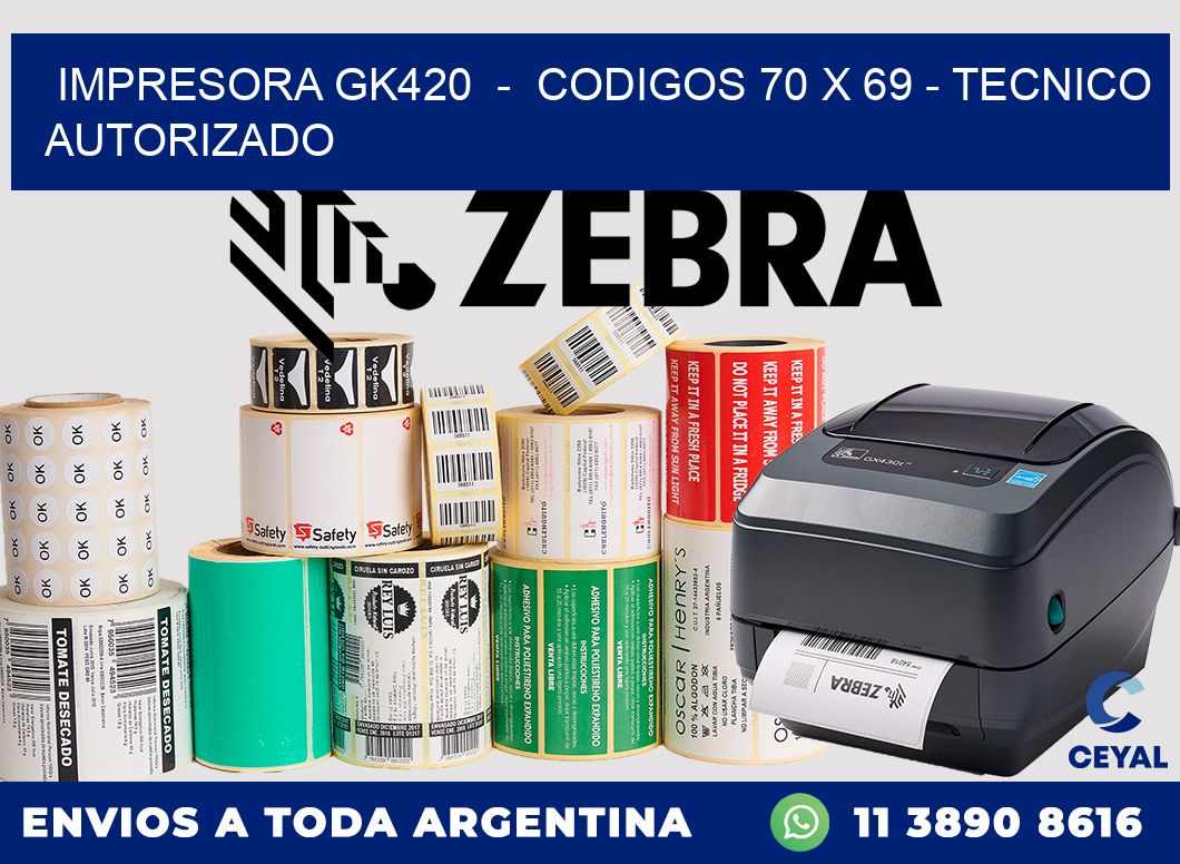 IMPRESORA GK420 - CODIGOS 70 x 69 - TECNICO AUTORIZADO