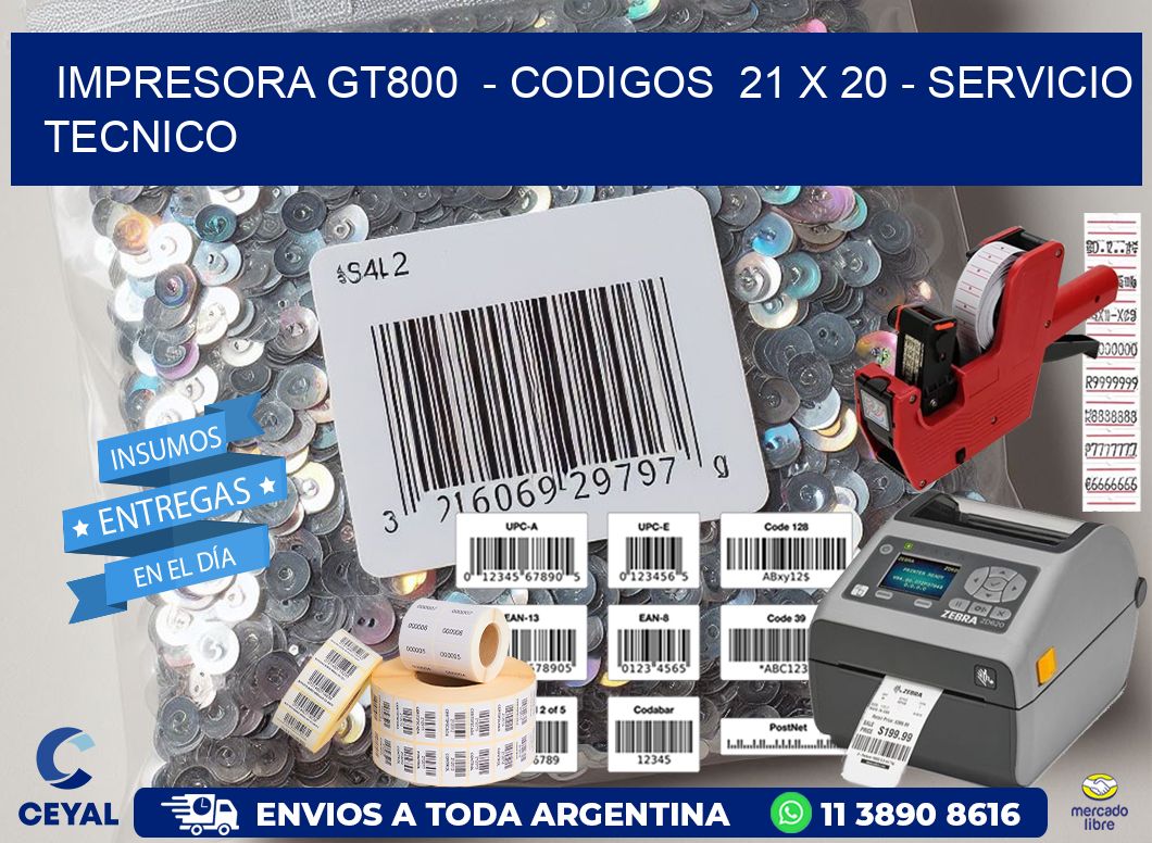 IMPRESORA GT800  - CODIGOS  21 x 20 - SERVICIO TECNICO