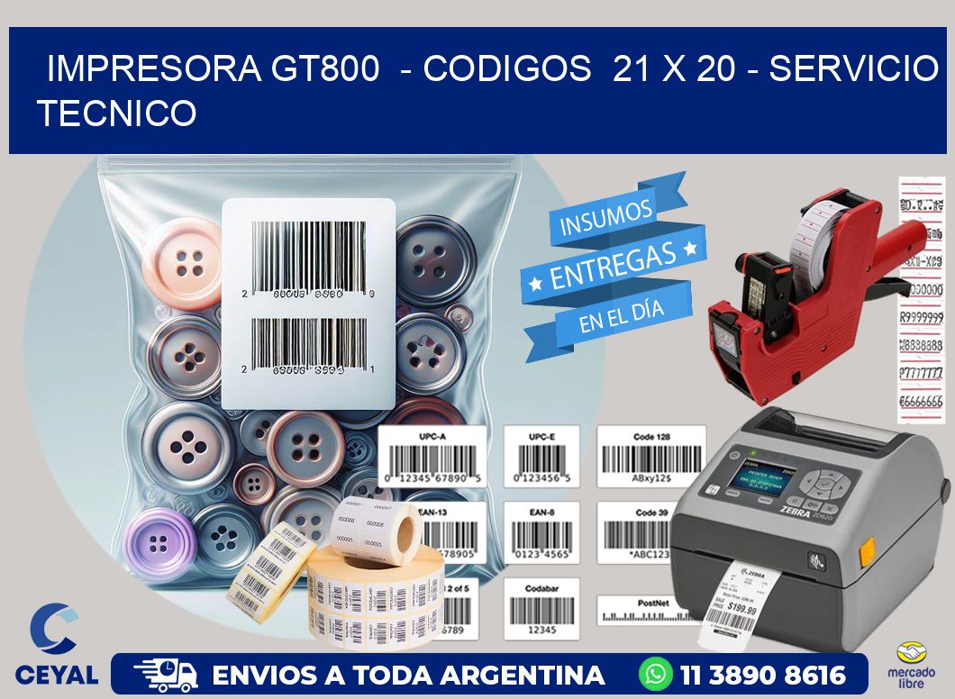 IMPRESORA GT800  - CODIGOS  21 x 20 - SERVICIO TECNICO