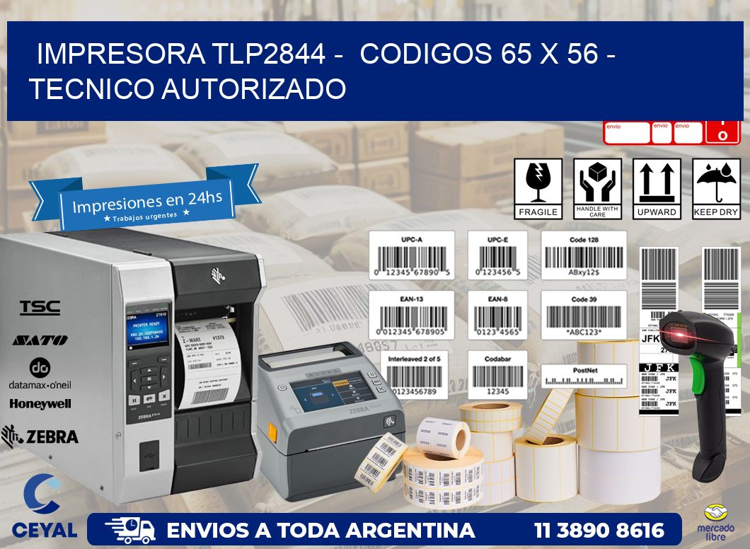 IMPRESORA TLP2844 –  CODIGOS 65 x 56 – TECNICO AUTORIZADO
