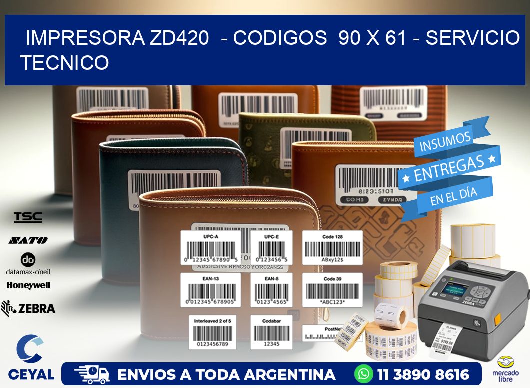 IMPRESORA ZD420  - CODIGOS  90 x 61 - SERVICIO TECNICO