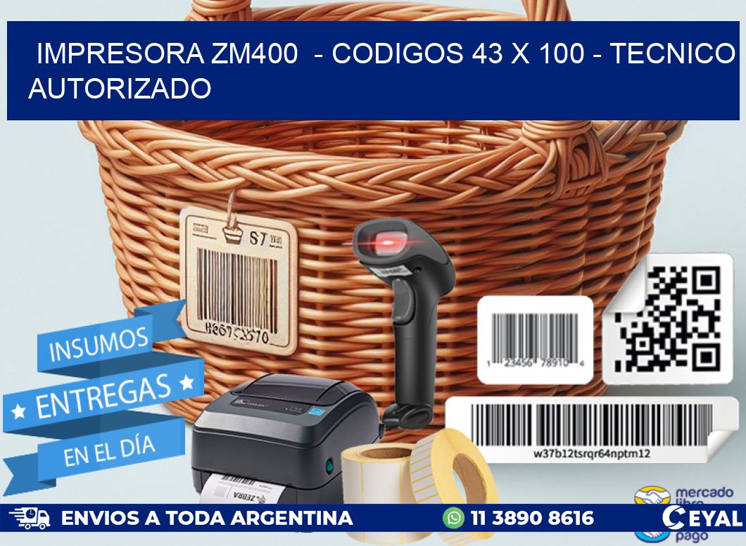 IMPRESORA ZM400 - CODIGOS 43 x 100 - TECNICO AUTORIZADO