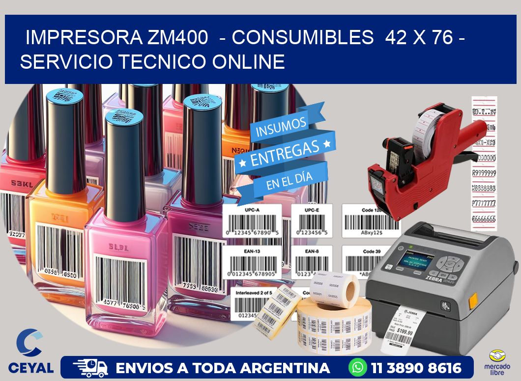 IMPRESORA ZM400  - CONSUMIBLES  42 x 76 - SERVICIO TECNICO ONLINE