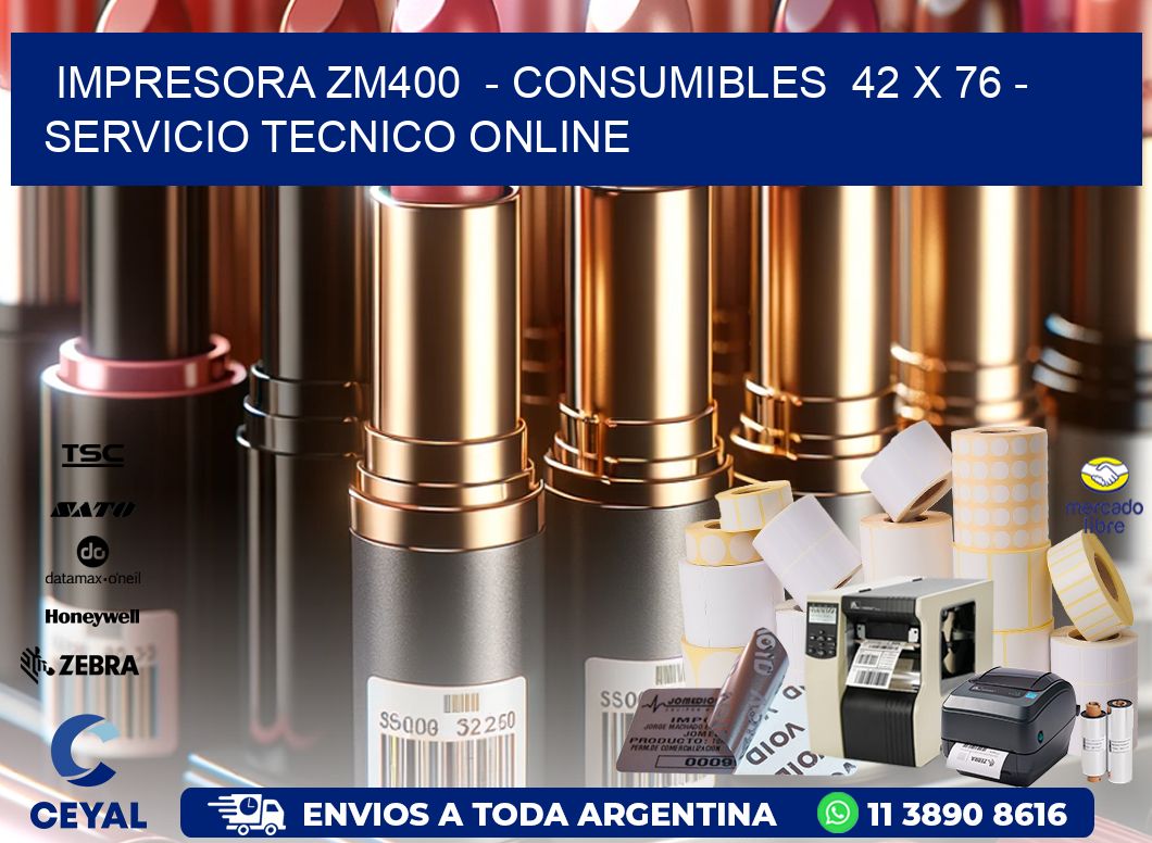 IMPRESORA ZM400  - CONSUMIBLES  42 x 76 - SERVICIO TECNICO ONLINE