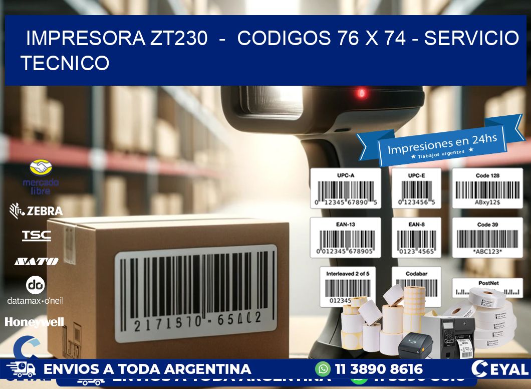 IMPRESORA ZT230 - CODIGOS 76 x 74 - SERVICIO TECNICO
