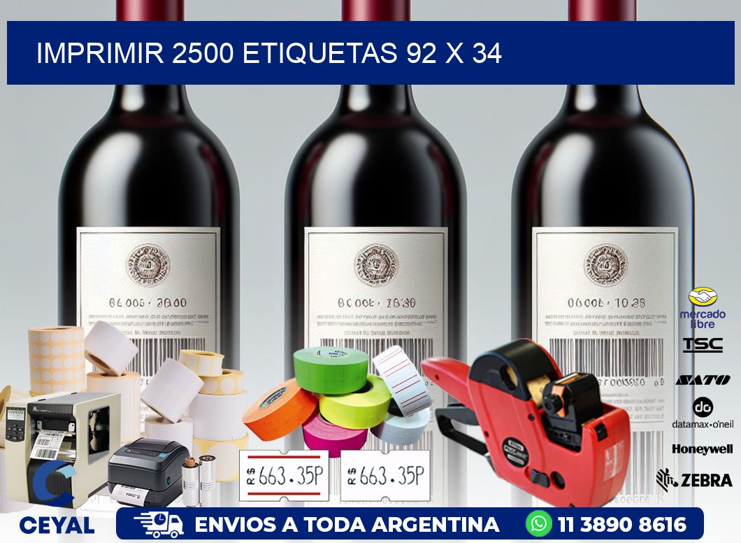 IMPRIMIR 2500 ETIQUETAS 92 x 34