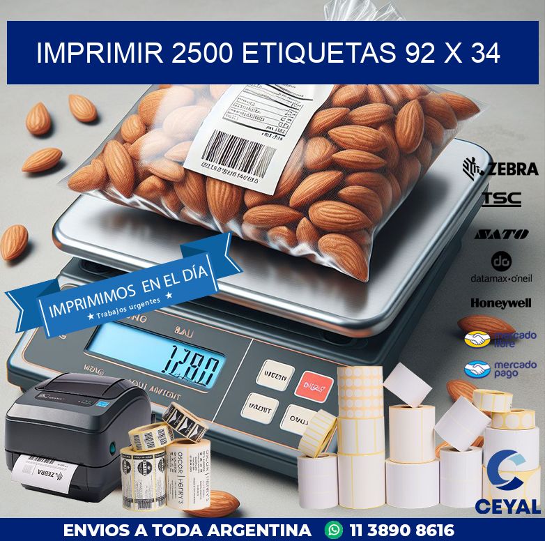 IMPRIMIR 2500 ETIQUETAS 92 x 34