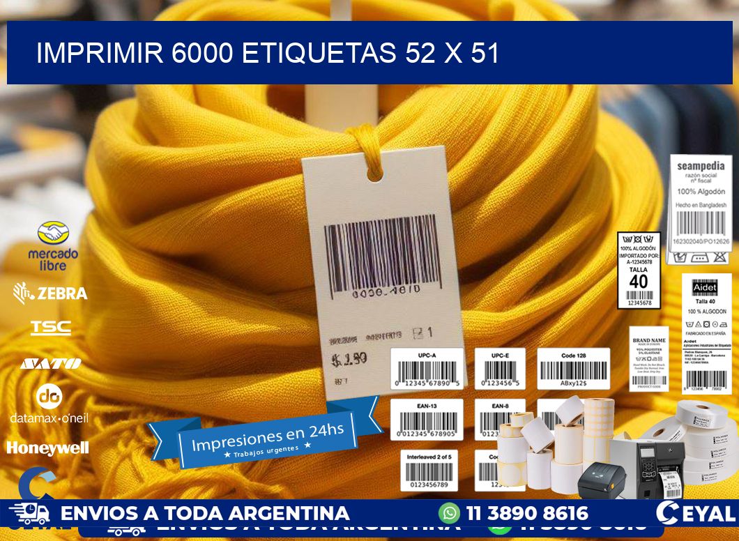 IMPRIMIR 6000 ETIQUETAS 52 x 51