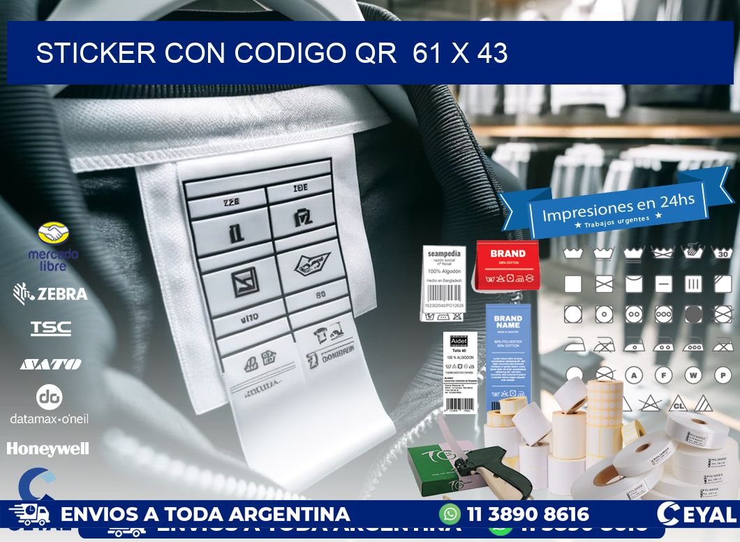 STICKER CON CODIGO QR 61 x 43