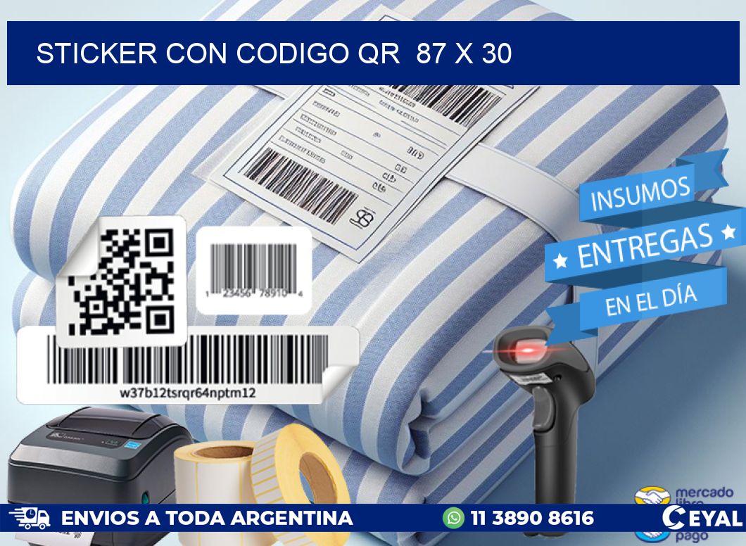 STICKER CON CODIGO QR 87 x 30