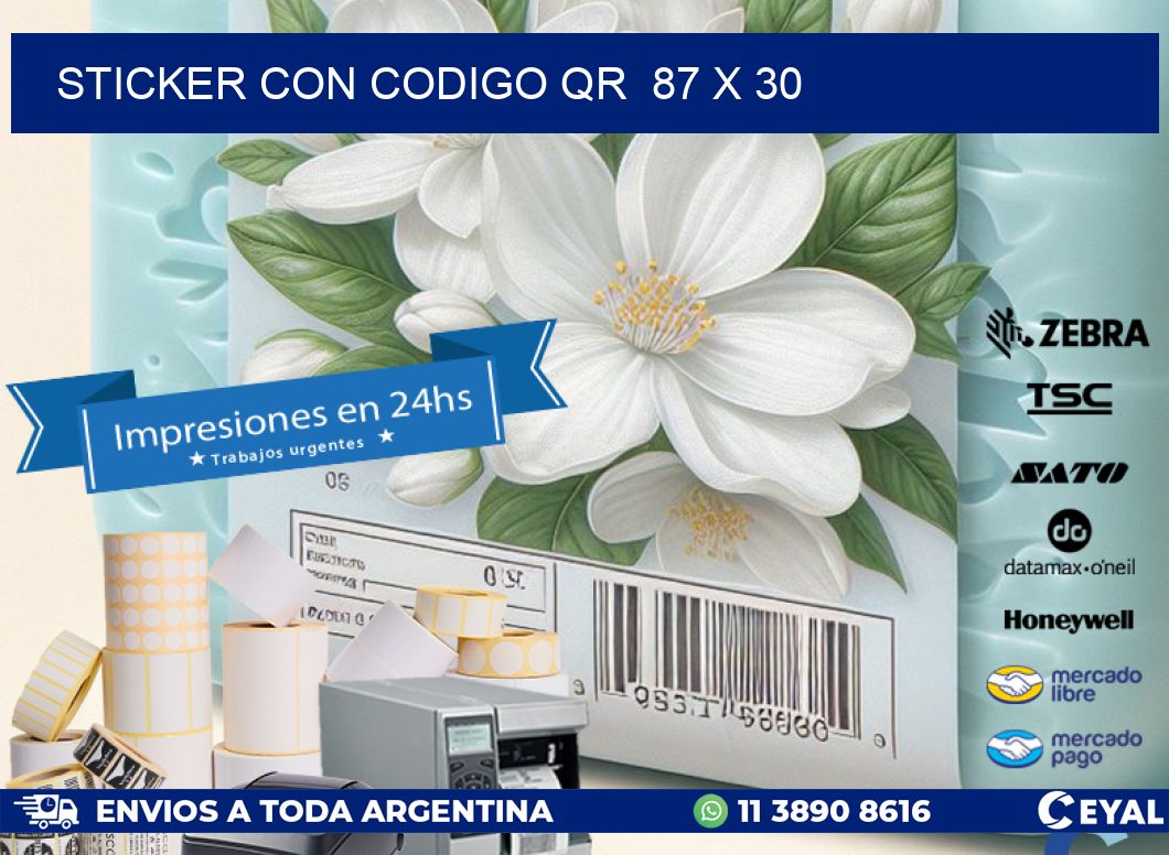STICKER CON CODIGO QR 87 x 30