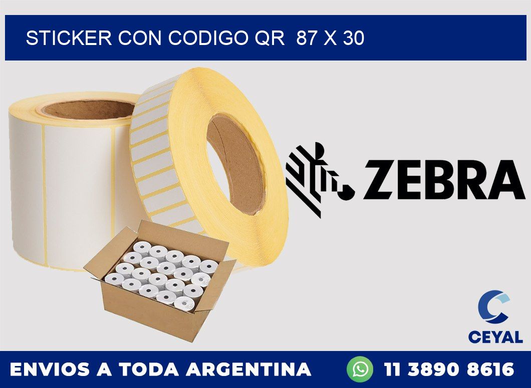 STICKER CON CODIGO QR 87 x 30