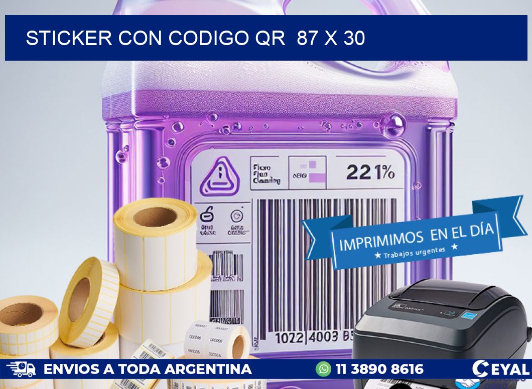 STICKER CON CODIGO QR  87 x 30