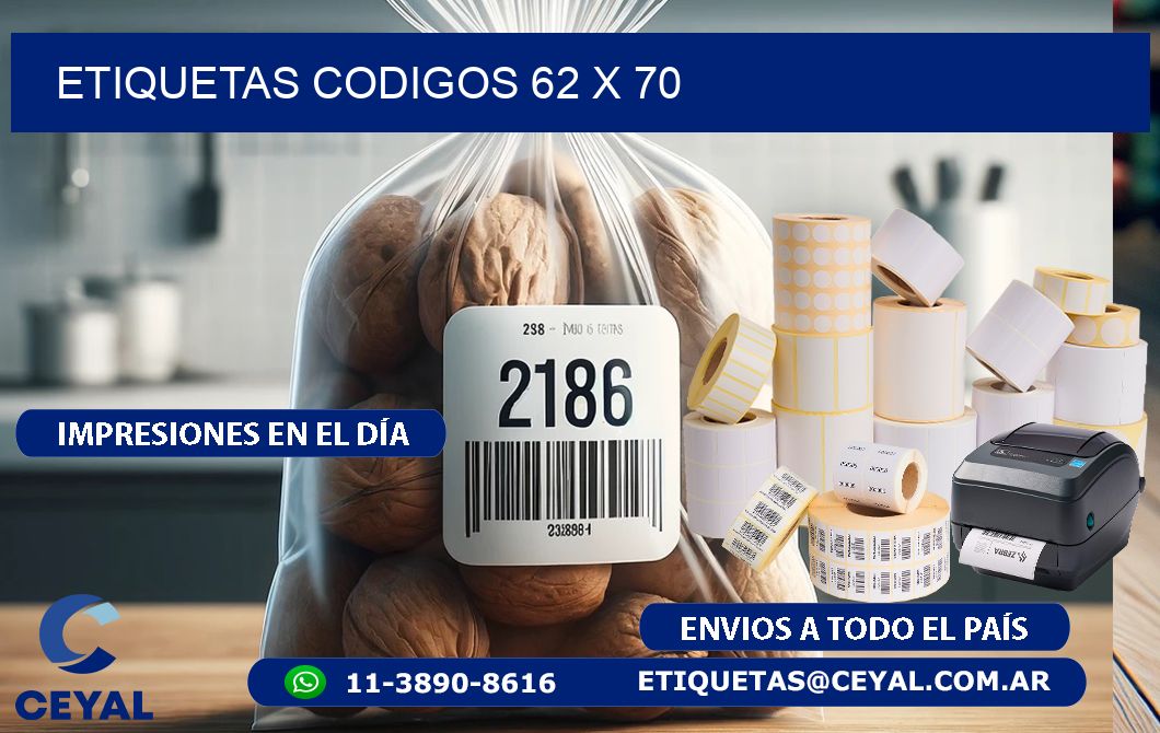 etiquetas codigos 62 x 70