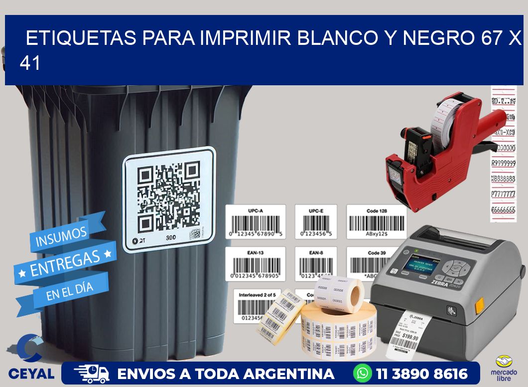 etiquetas para imprimir blanco y negro 67 x 41