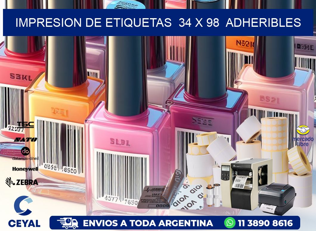 impresion de etiquetas 34 x 98 adheribles