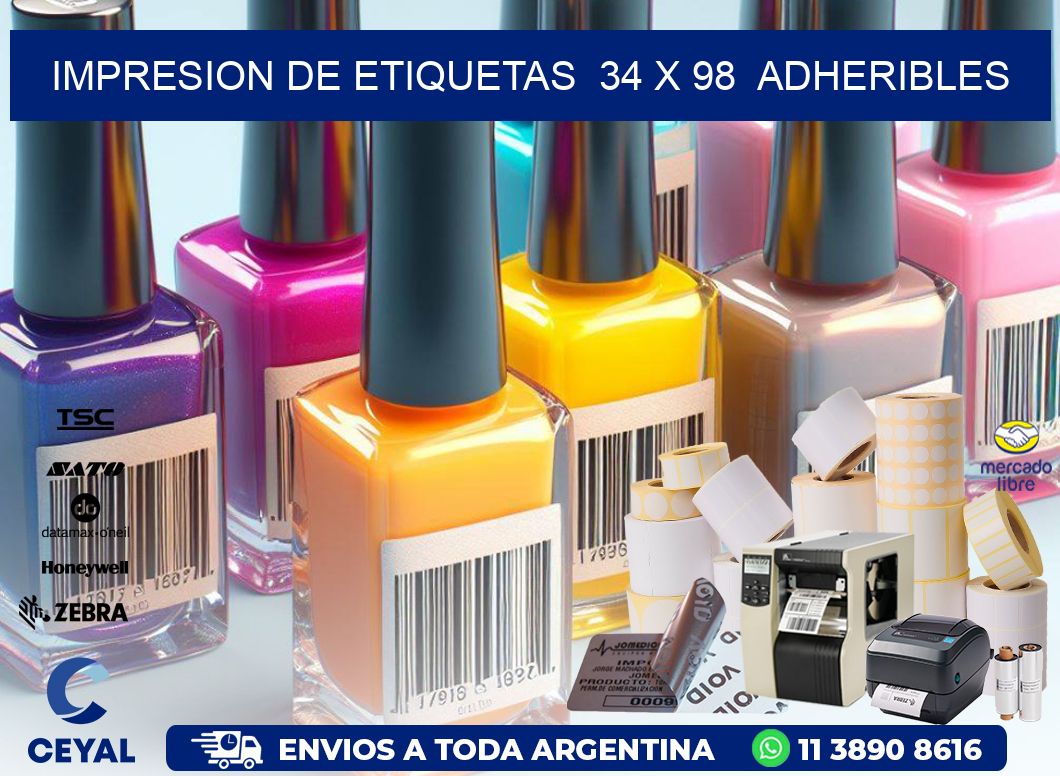 impresion de etiquetas 34 x 98 adheribles