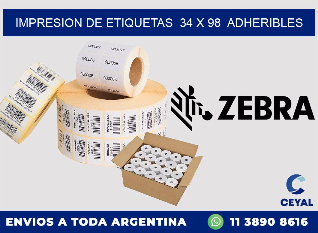 impresion de etiquetas 34 x 98 adheribles