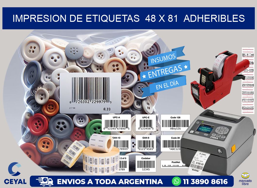 impresion de etiquetas 48 x 81 adheribles