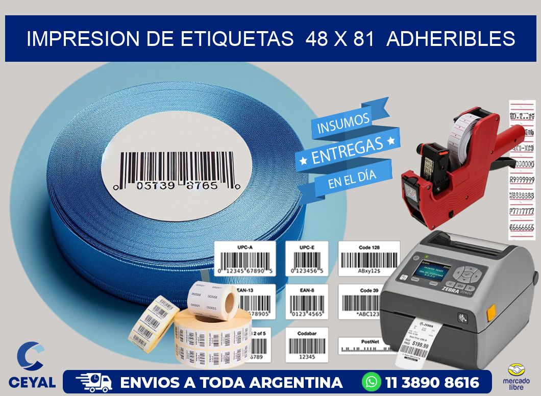 impresion de etiquetas  48 x 81  adheribles