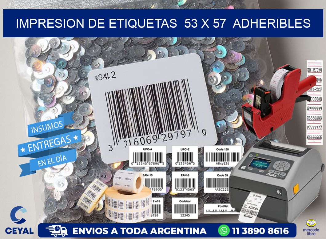 impresion de etiquetas 53 x 57 adheribles