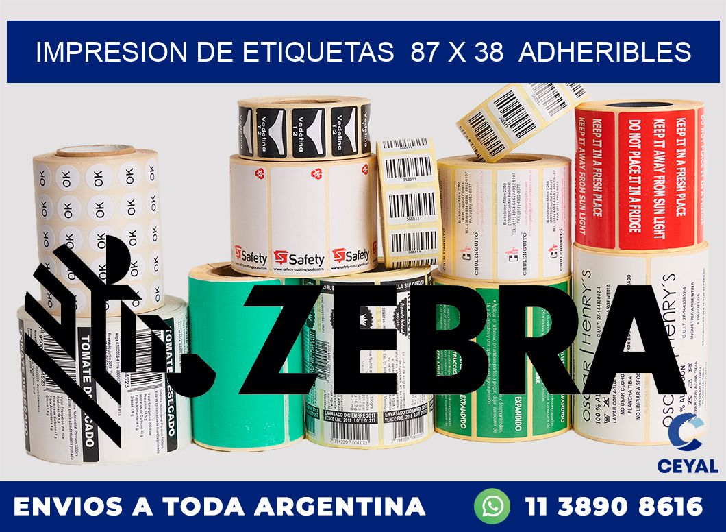 impresion de etiquetas 87 x 38 adheribles