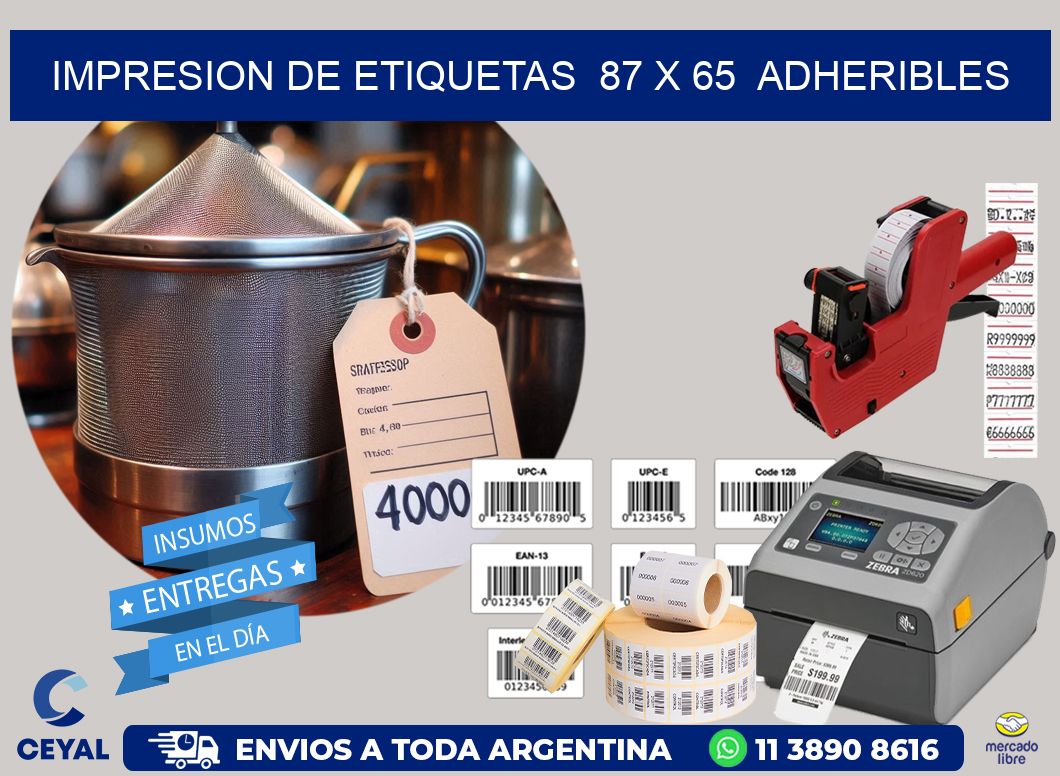 impresion de etiquetas  87 x 65  adheribles