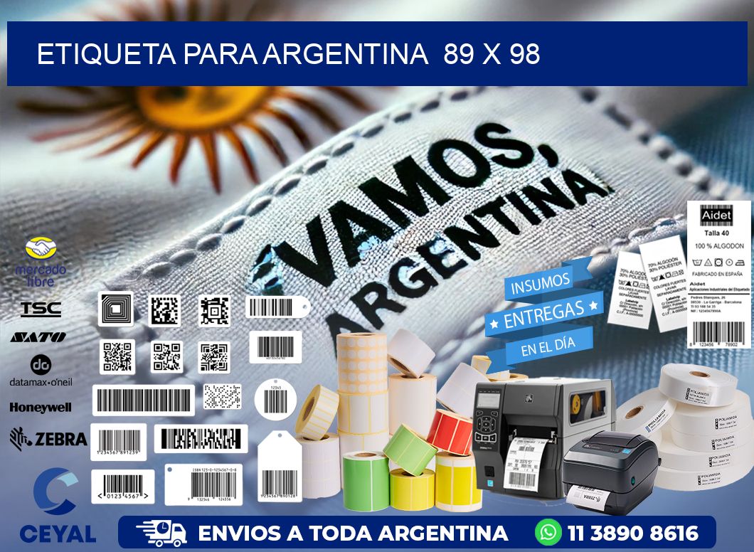 etiqueta para Argentina  89 x 98