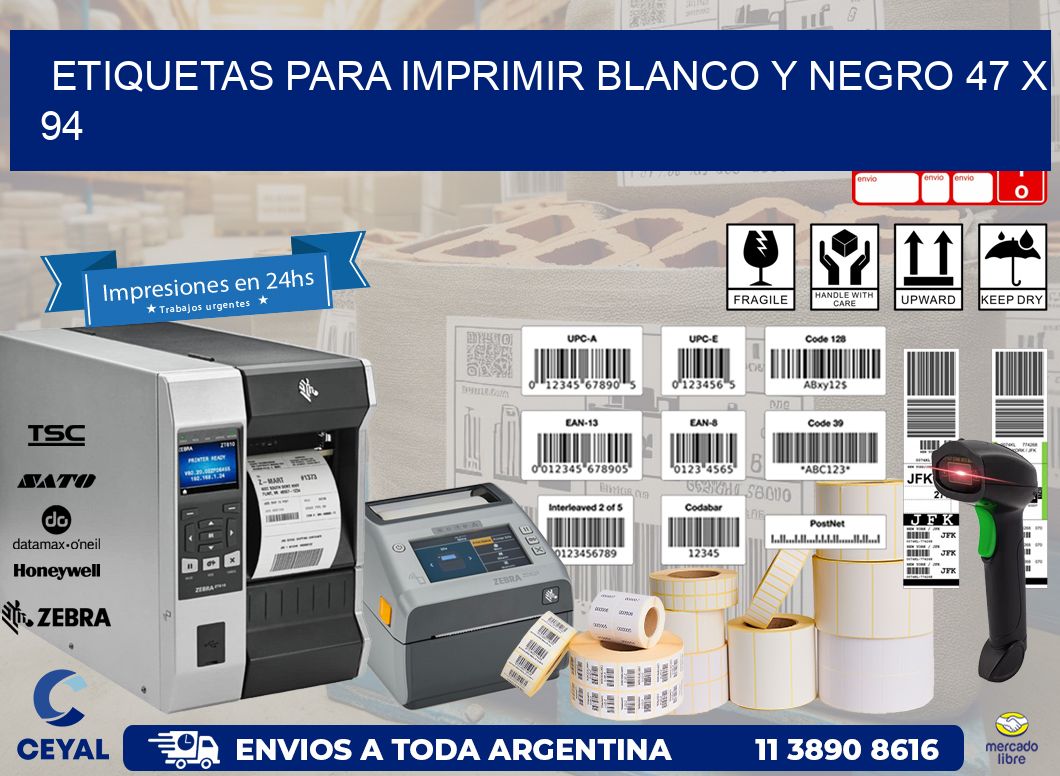 etiquetas para imprimir blanco y negro 47 x 94