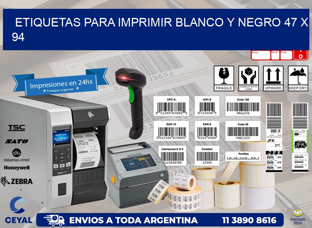 etiquetas para imprimir blanco y negro 47 x 94