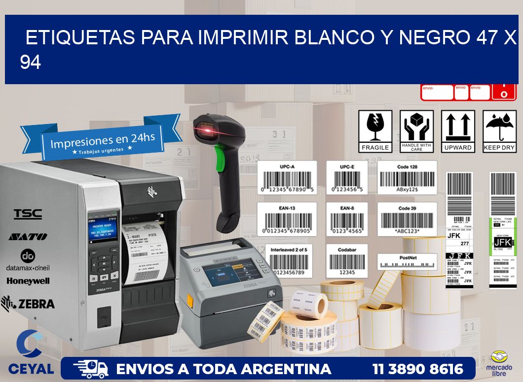 etiquetas para imprimir blanco y negro 47 x 94