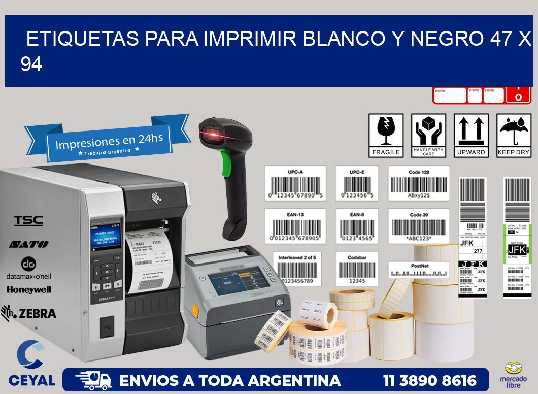 etiquetas para imprimir blanco y negro 47 x 94