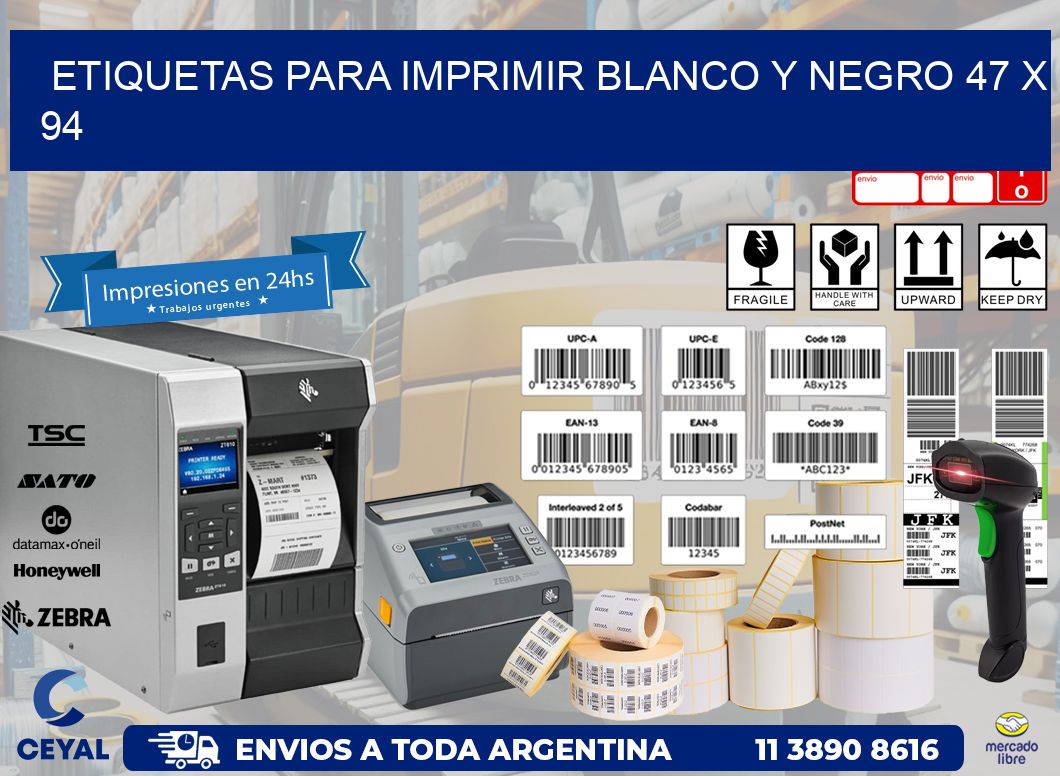 etiquetas para imprimir blanco y negro 47 x 94