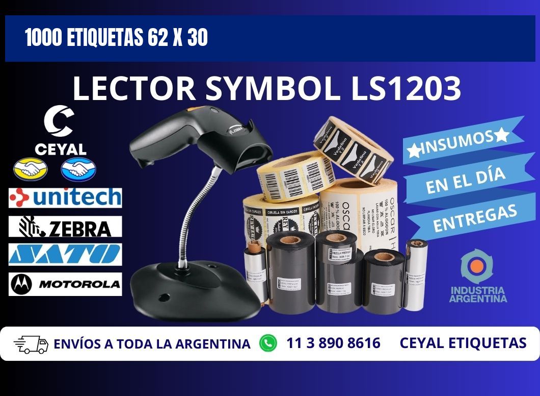 1000 ETIQUETAS 62 x 30