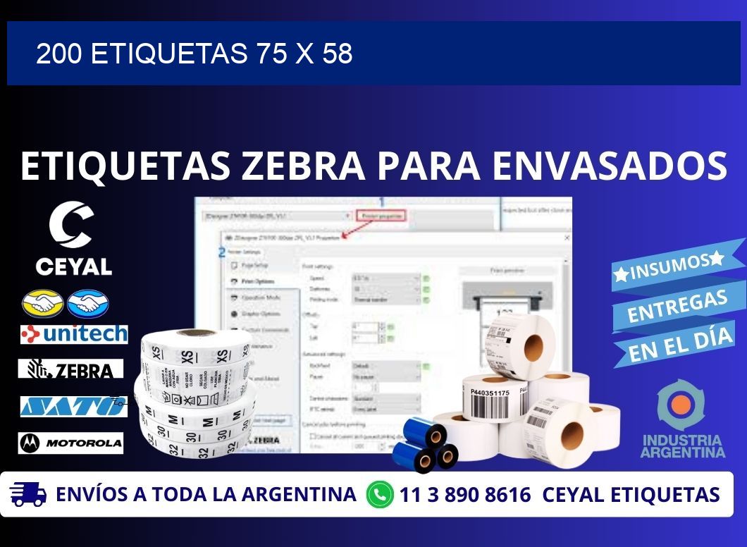 200 ETIQUETAS 75 x 58