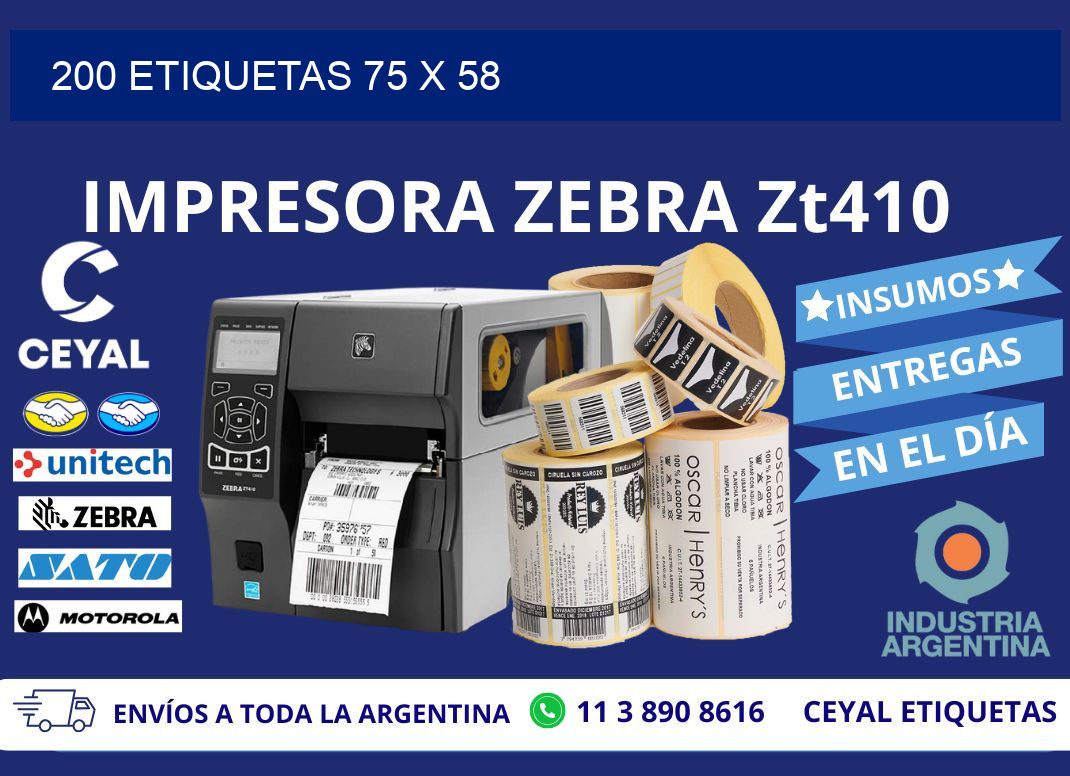 200 ETIQUETAS 75 x 58