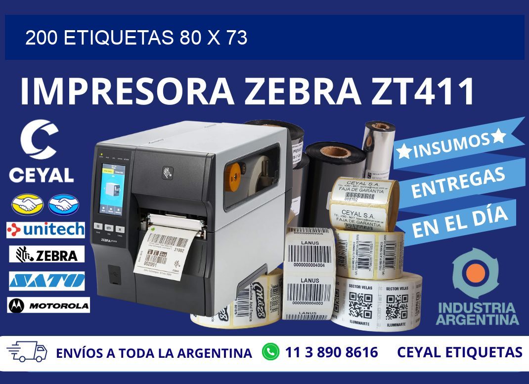 200 ETIQUETAS 80 x 73