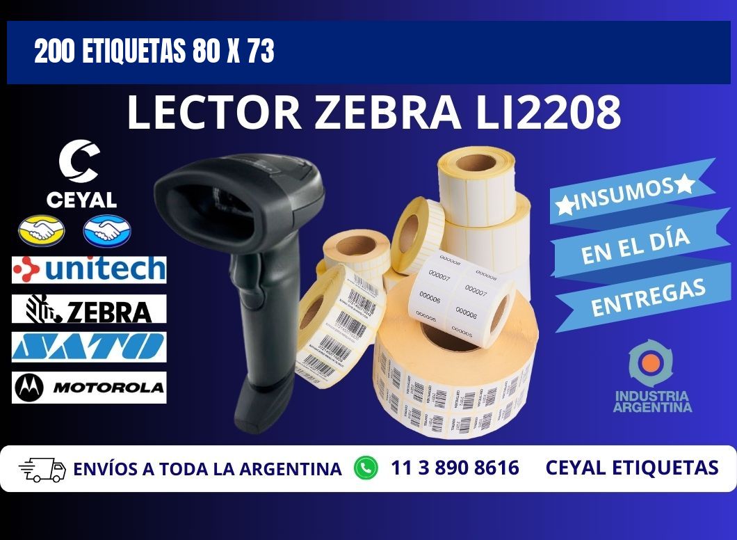 200 ETIQUETAS 80 x 73
