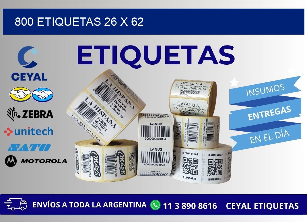 800 ETIQUETAS 26 x 62