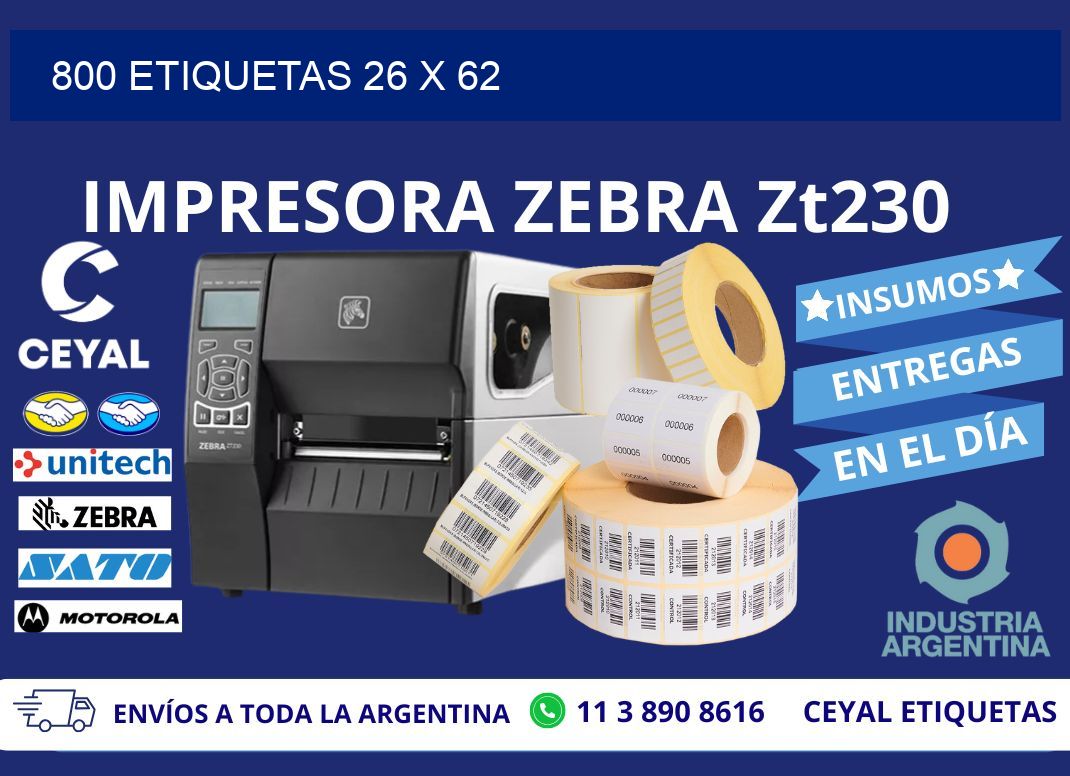 800 ETIQUETAS 26 x 62