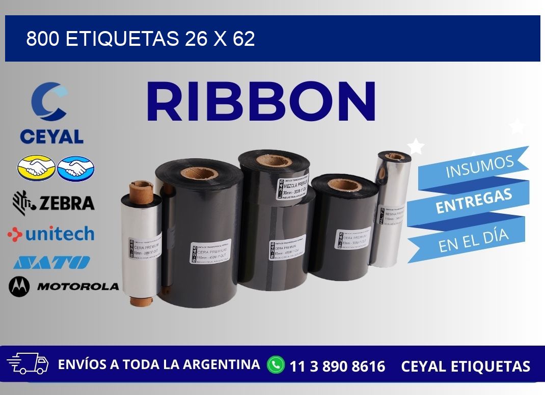 800 ETIQUETAS 26 x 62
