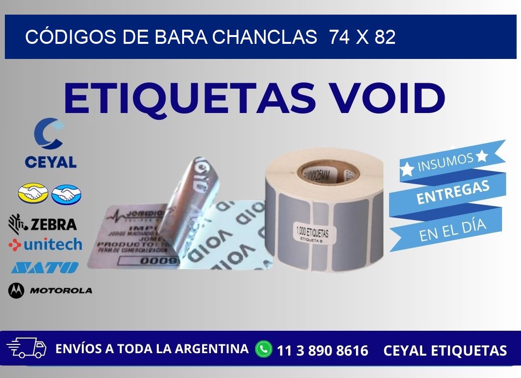 CÓDIGOS DE BARA CHANCLAS  74 x 82
