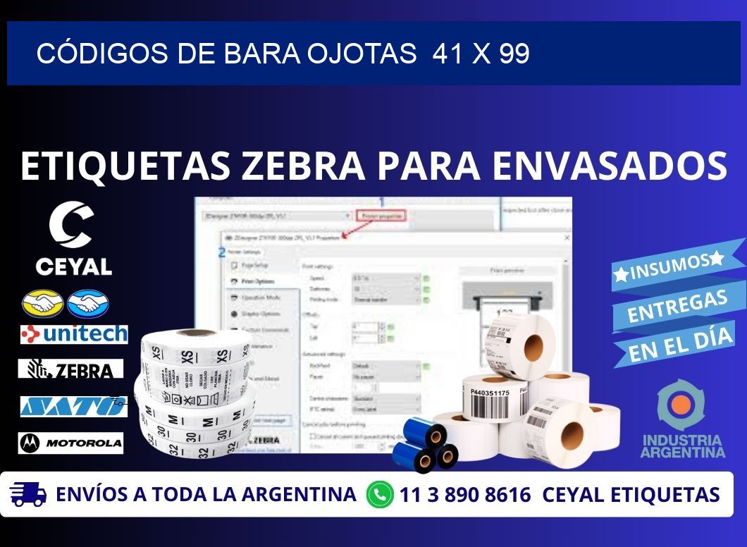 CÓDIGOS DE BARA OJOTAS 41 x 99