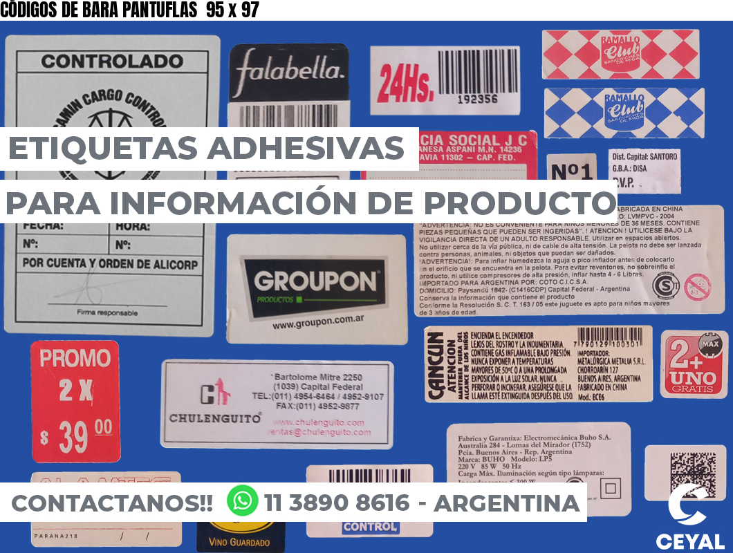 CÓDIGOS DE BARA PANTUFLAS  95 x 97
