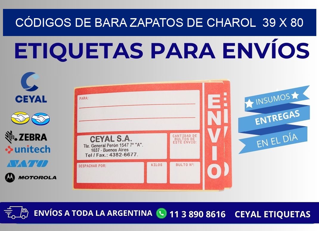 CÓDIGOS DE BARA ZAPATOS DE CHAROL 39 x 80