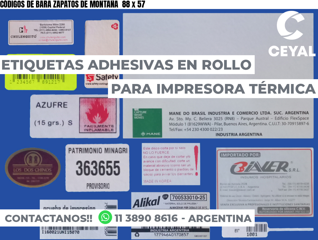 CÓDIGOS DE BARA ZAPATOS DE MONTAÑA  88 x 57