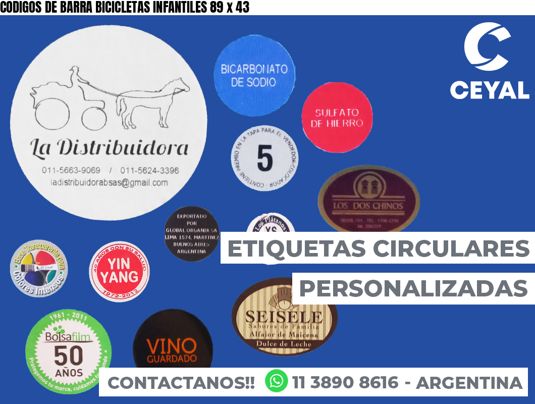 CODIGOS DE BARRA BICICLETAS INFANTILES 89 x 43