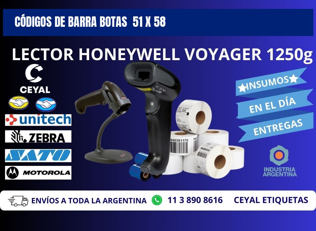CÓDIGOS DE BARRA BOTAS 51 x 58