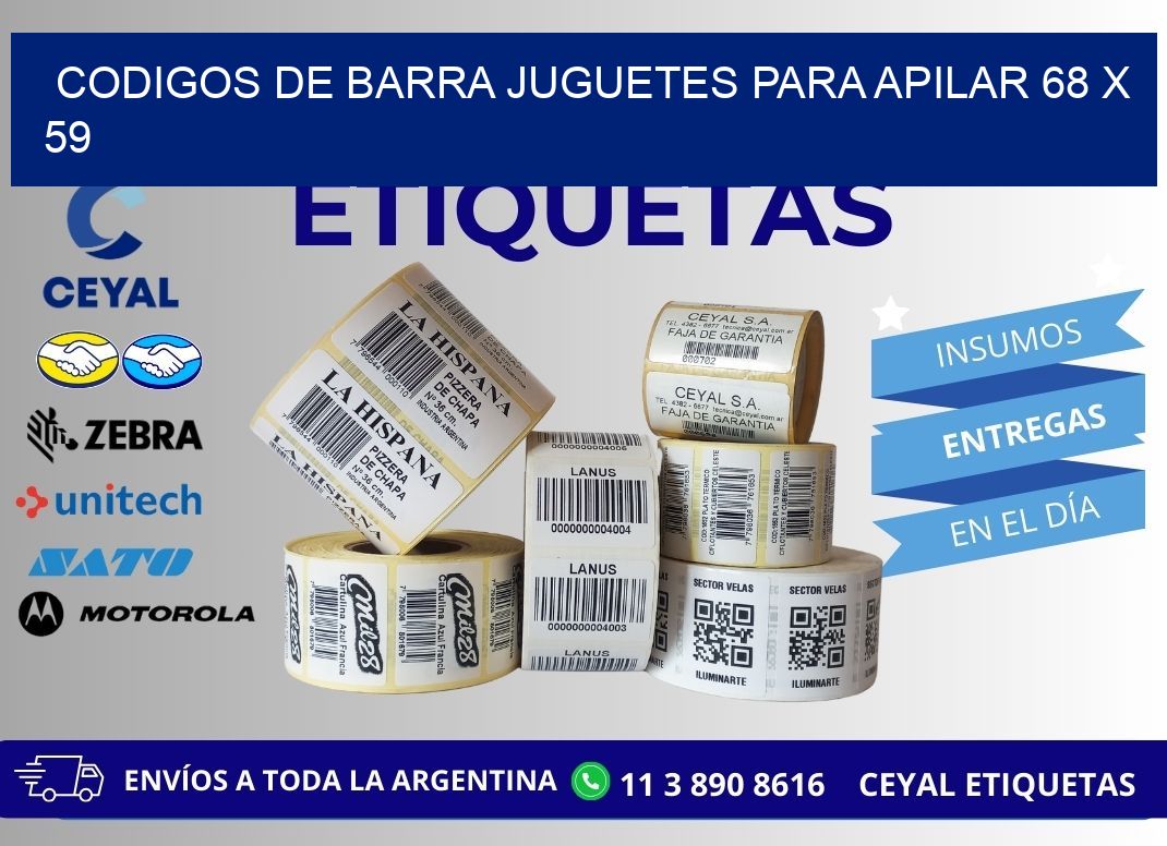 CODIGOS DE BARRA JUGUETES PARA APILAR 68 x 59