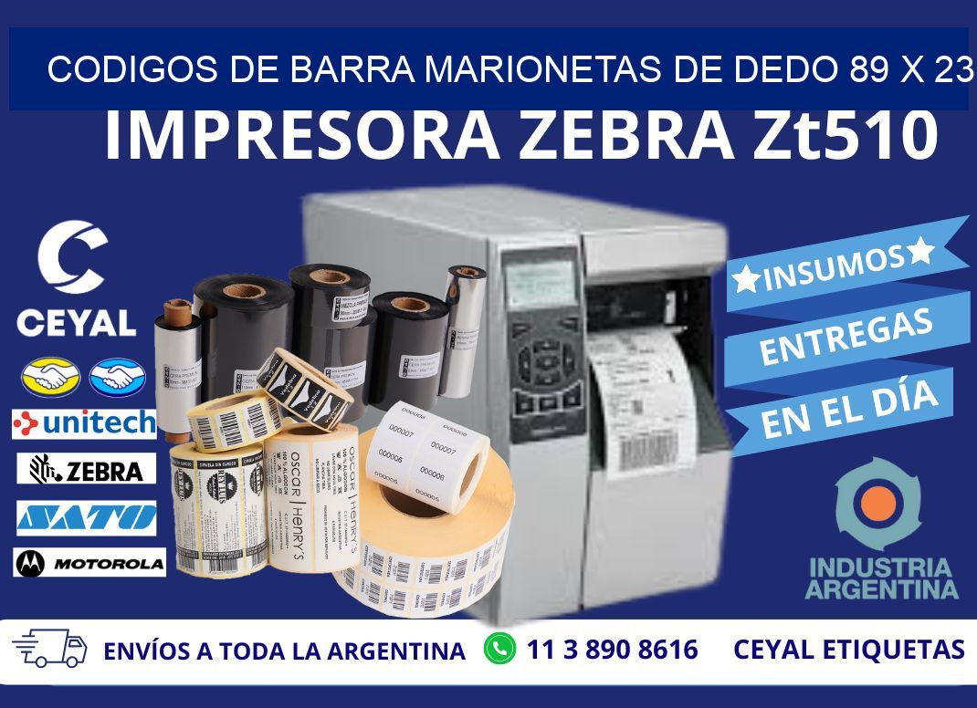 CODIGOS DE BARRA MARIONETAS DE DEDO 89 x 23